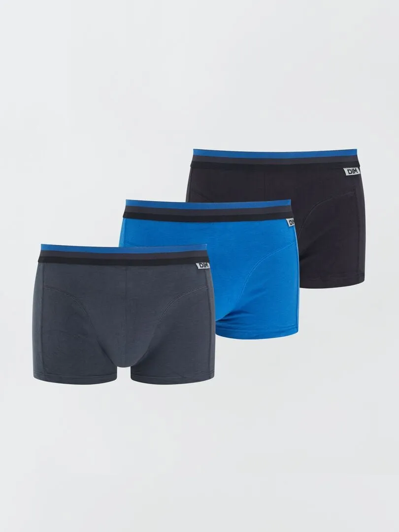 PACK DE 3 BóXERS DE ALGODóN ELáSTICO 'DIM'  AZUL