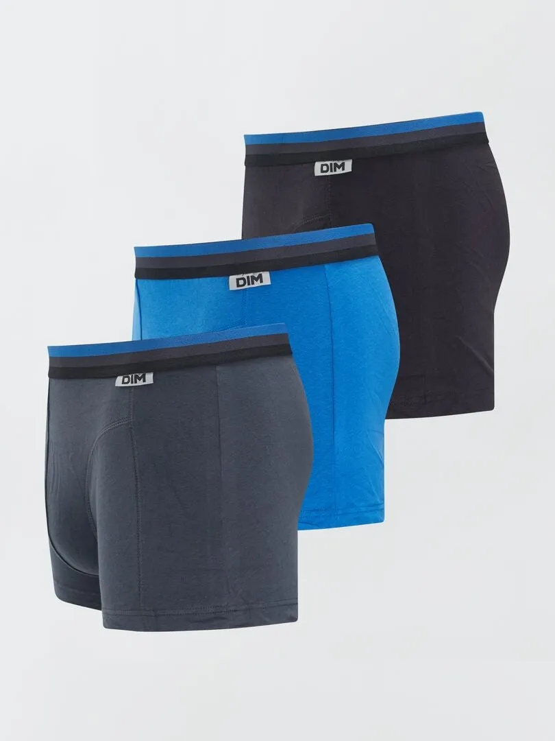 PACK DE 3 BóXERS DE ALGODóN ELáSTICO 'DIM'  AZUL