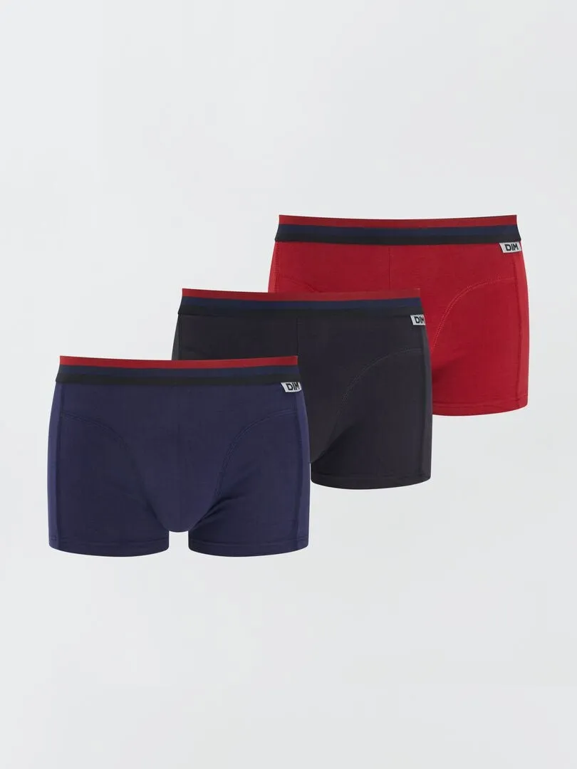 PACK DE 3 BóXERS DE ALGODóN ELáSTICO 'DIM'  ROJO