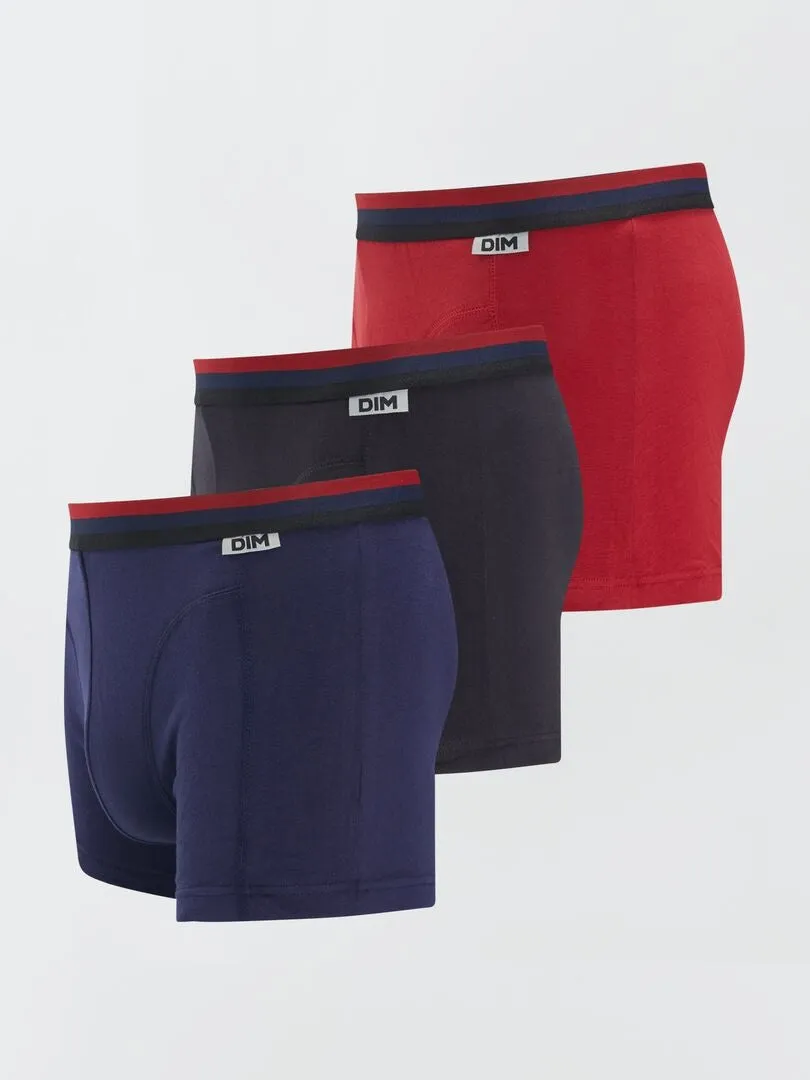 PACK DE 3 BóXERS DE ALGODóN ELáSTICO 'DIM'  ROJO