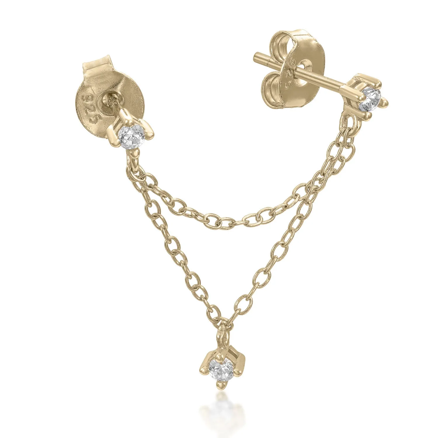 Percing de plata bao dorado diseo cadenas