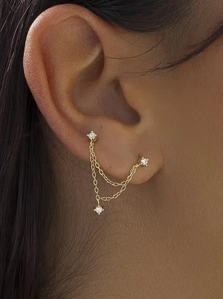 Percing de plata bao dorado diseo cadenas