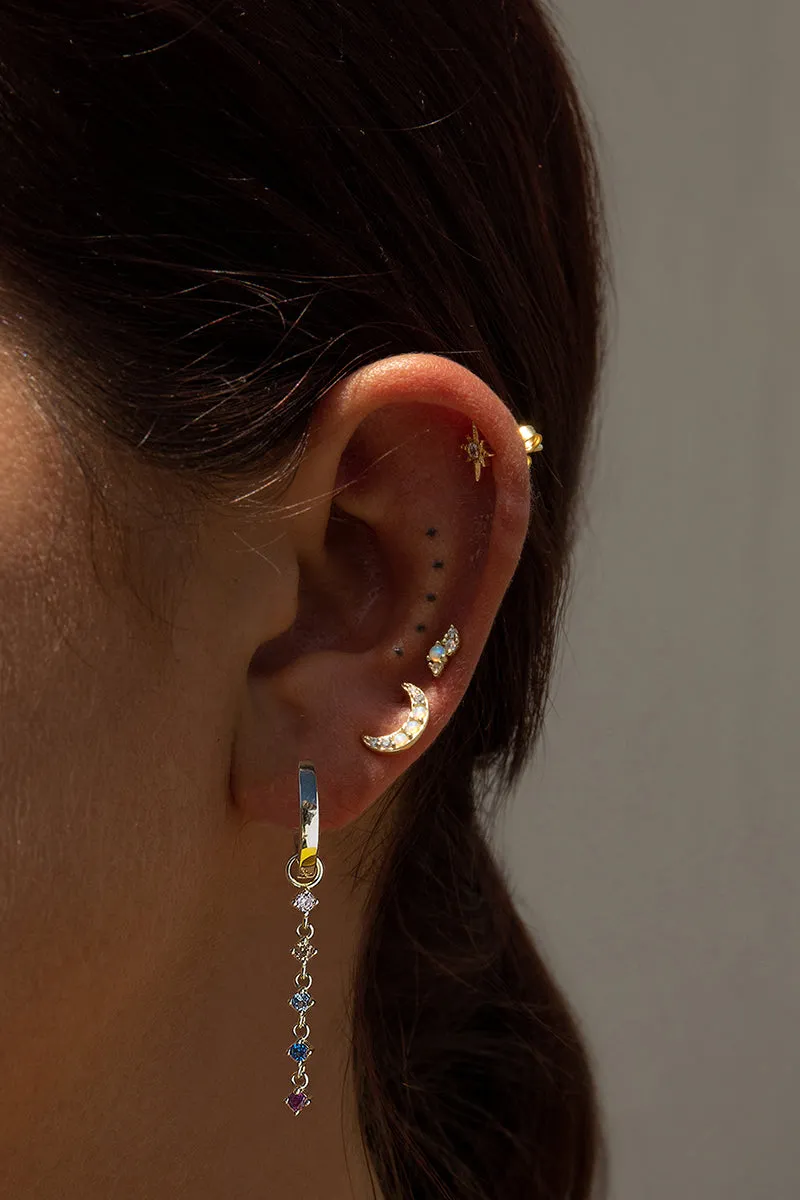 Piercing de plata bao dorado con diseo luna