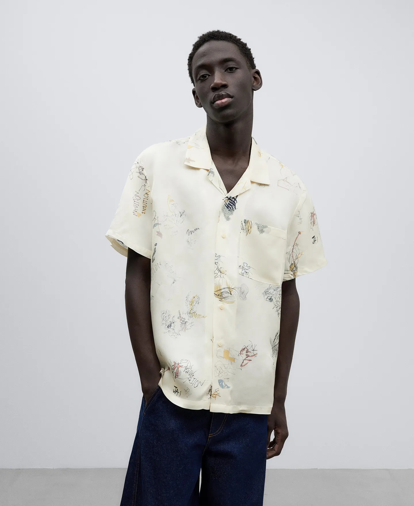 Printed oversize shirt man
