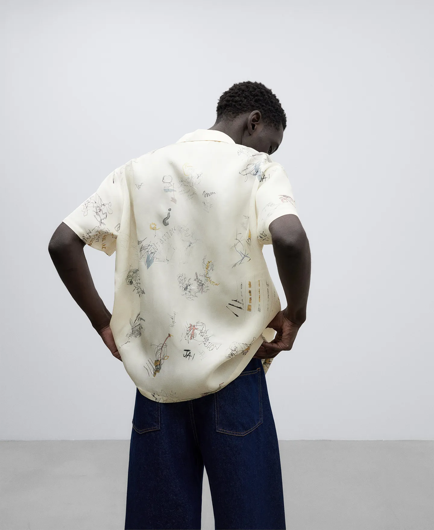 Printed oversize shirt man