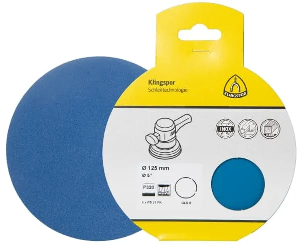 PS 21 FK Embalaje para autoservicio Papel abrasivo, sujeción autofijante para Acero,  Acero inox,  Metal universal