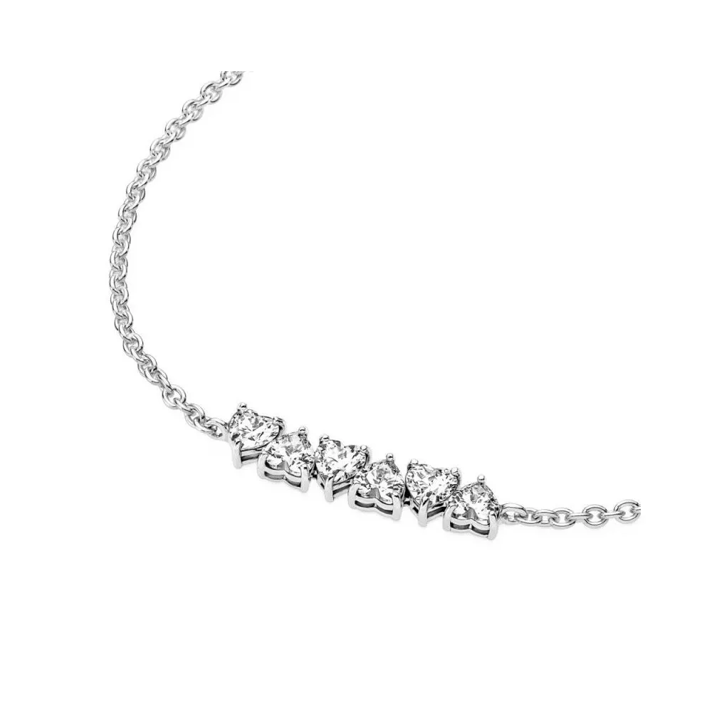 Pulsera en plata de ley Corazones Sin Fin Brillantes