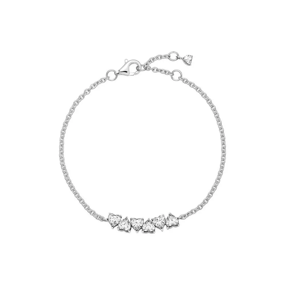Pulsera en plata de ley Corazones Sin Fin Brillantes