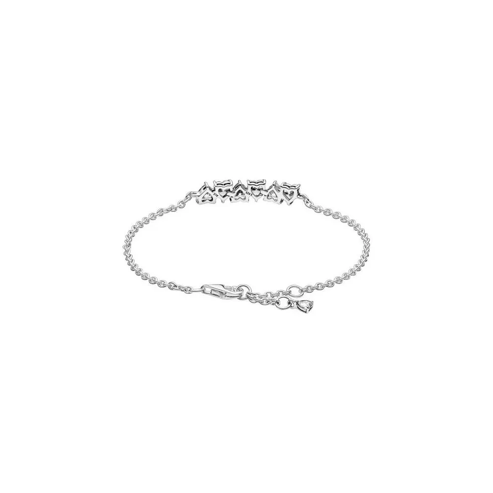 Pulsera en plata de ley Corazones Sin Fin Brillantes