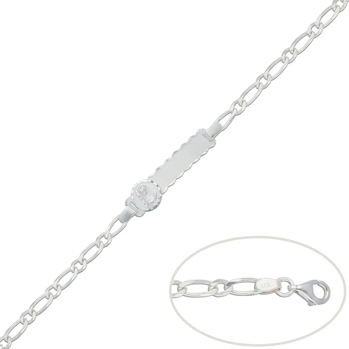 Pulsera Plata Placa Bebé 4mm.