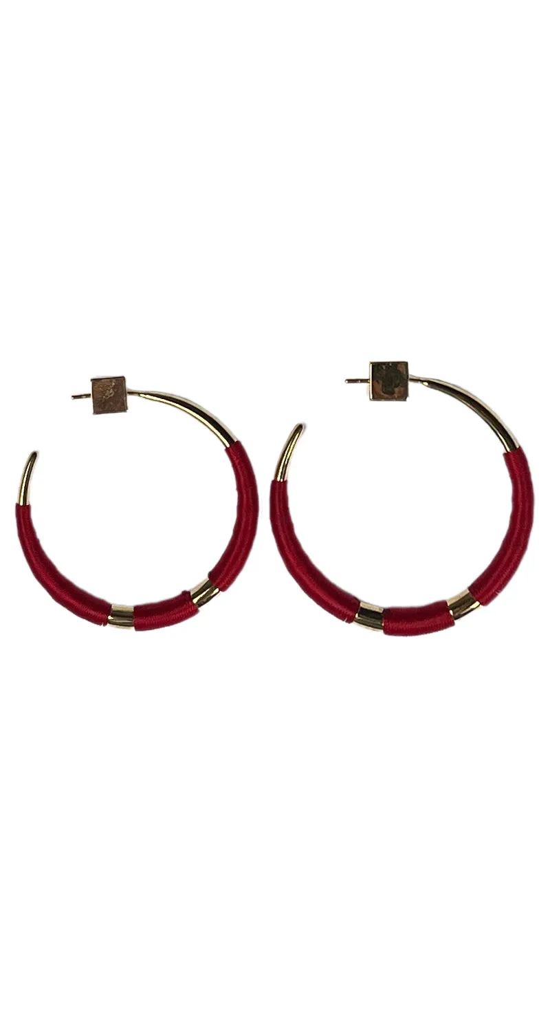 PURIFICACIÓN GARCÍA Aros Rojos Con Dorado