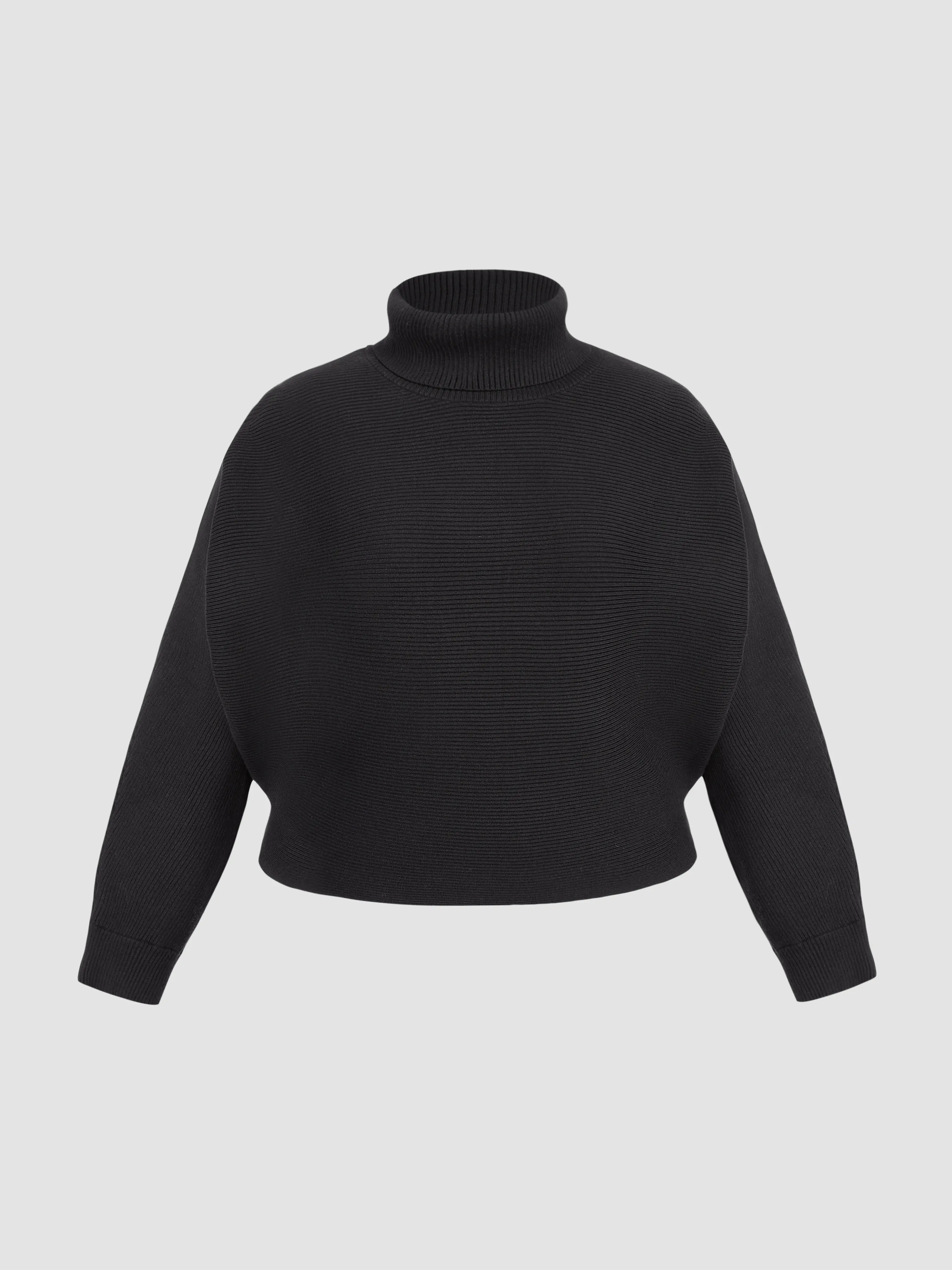  Suéter Corto de Cuello Alto Sólido Curvy