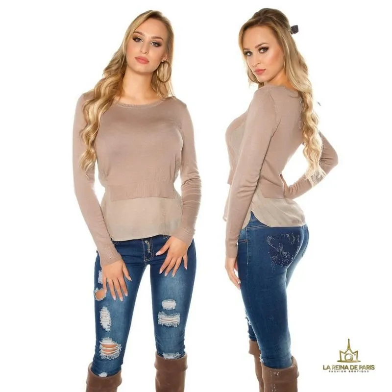 Suéter de moda visión efecto top crop 