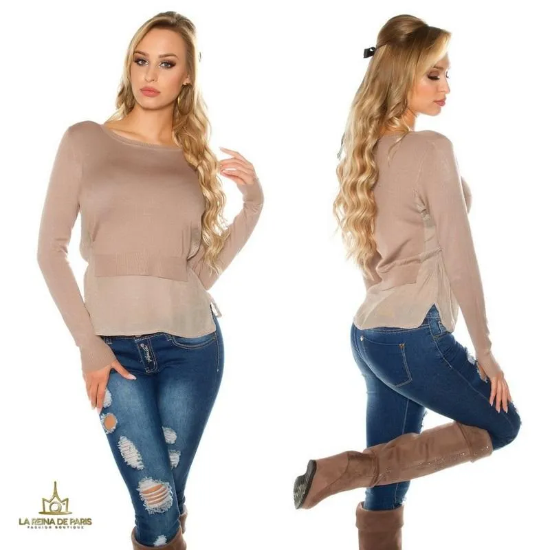 Suéter de moda visión efecto top crop 