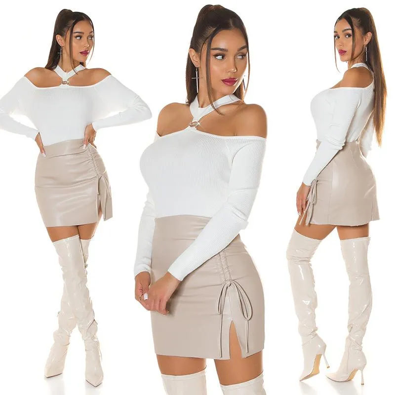 Suéter de punto hombros cut out blanco