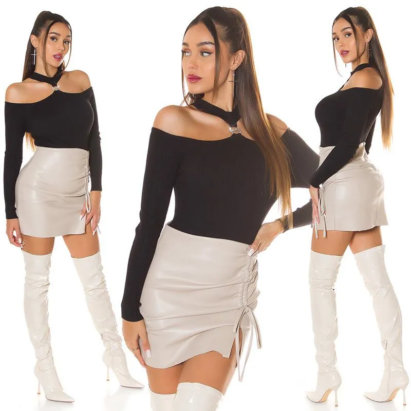 Suéter de punto hombros cut out negro