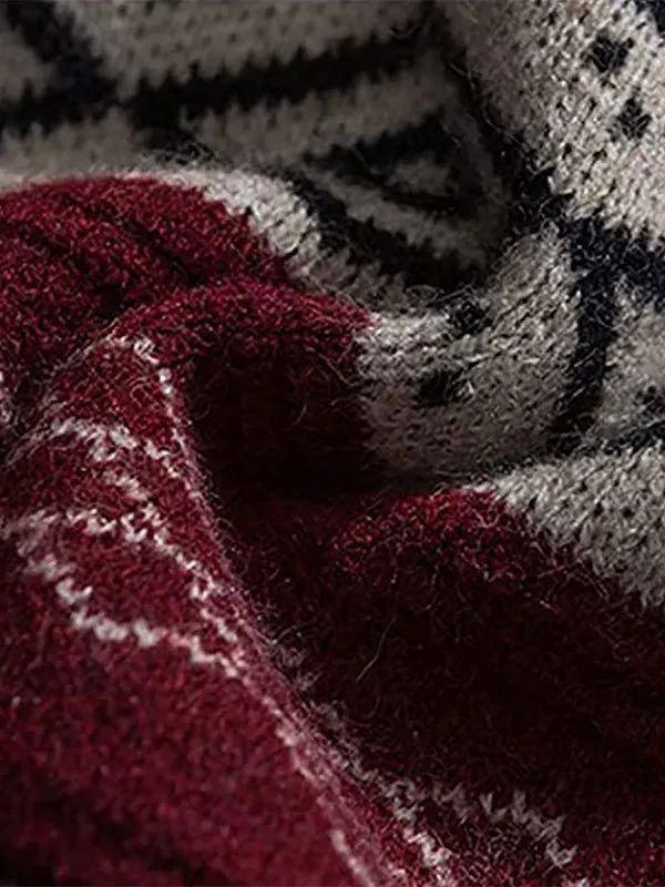 Suéter de punto jacquard vintage para hombre