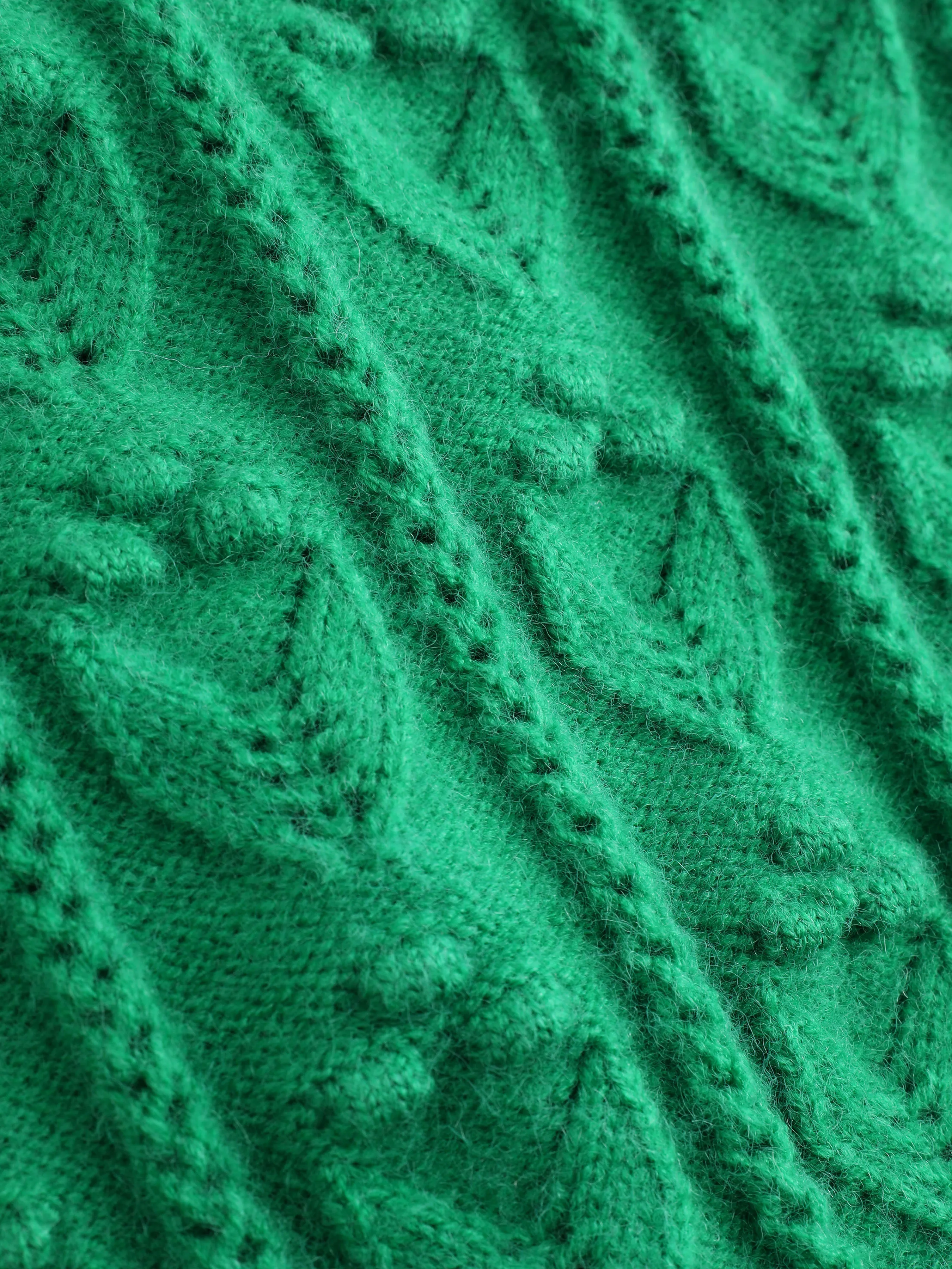  Suéter Texturizado Verde Tractor de Cuello Alto