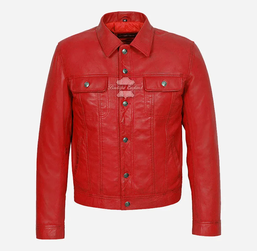 TRUCKER Men's Denim Style Leather Jacket