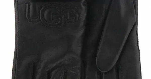 UGG  W CLASSIC LEATHER LOGO GLOVE 17440 BLK
