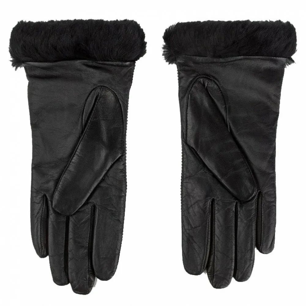 UGG  W CLASSIC LEATHER LOGO GLOVE 17440 BLK