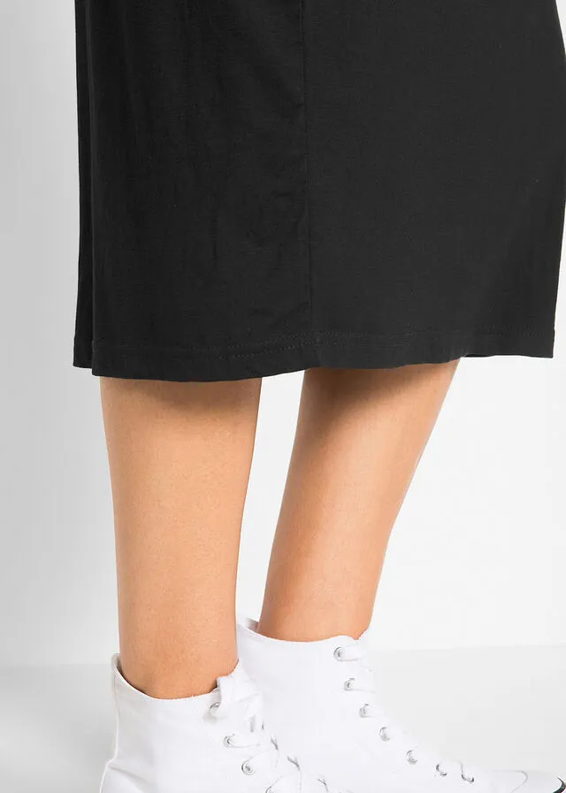 Vestido camisero de viscosa sostenible con mangas 3/4 Negro