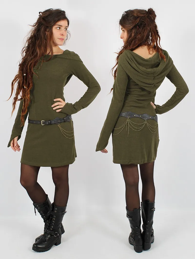 Vestido suéter con capucha 