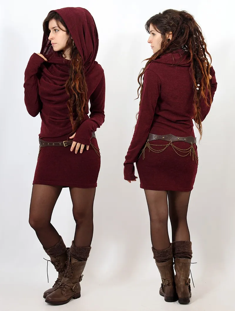 Vestido suéter con cuello drapeado 