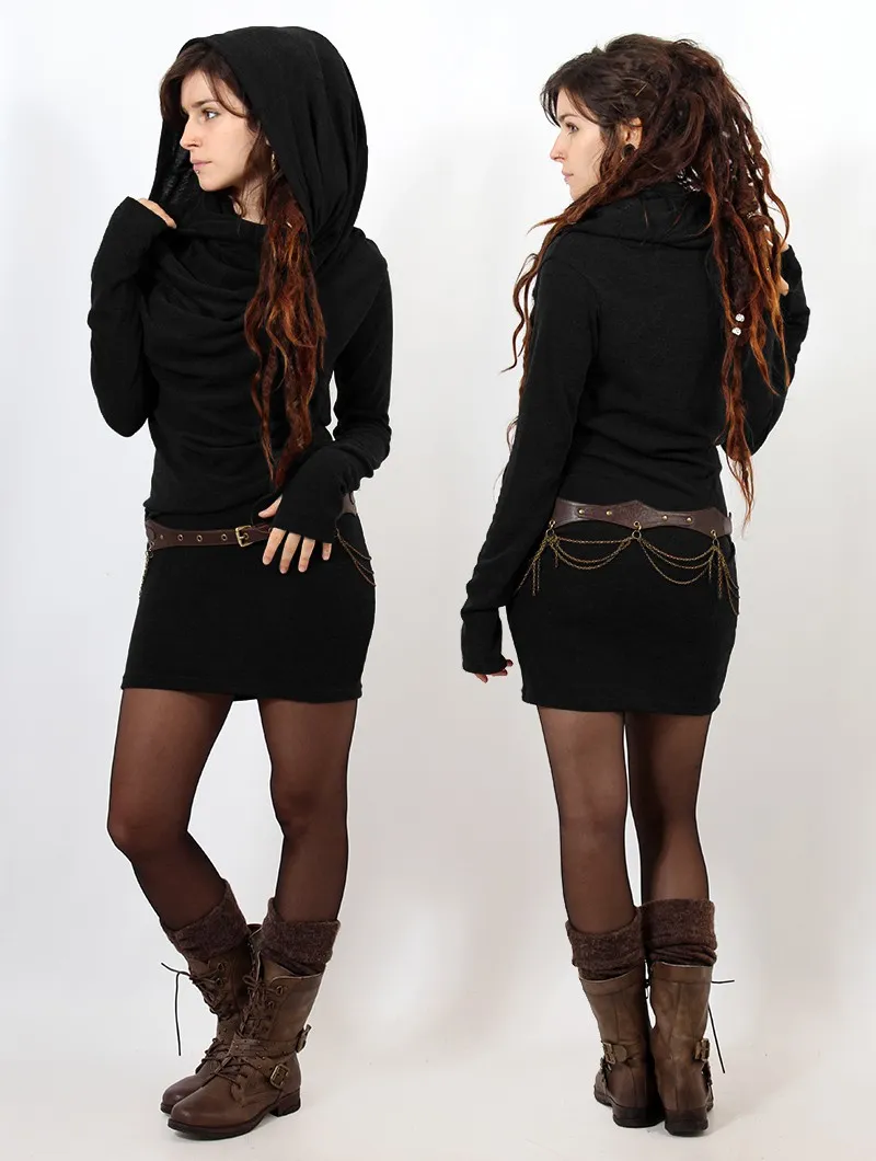 Vestido suéter con cuello drapeado 