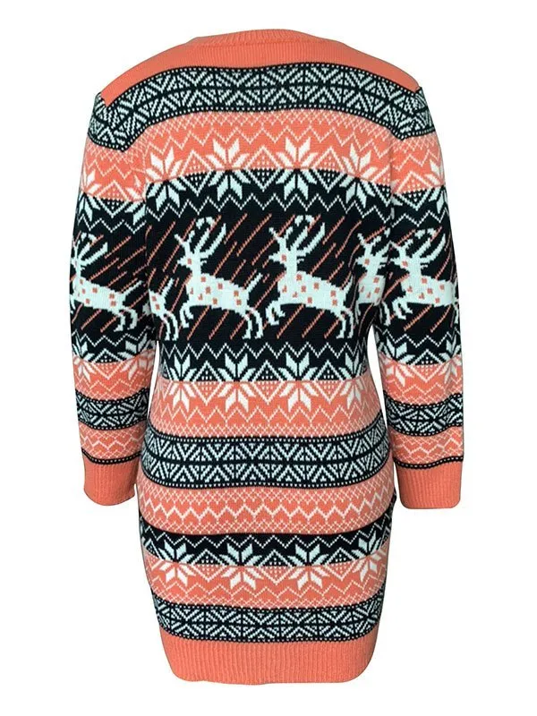 Vestido suéter de manga larga Christmas Elk