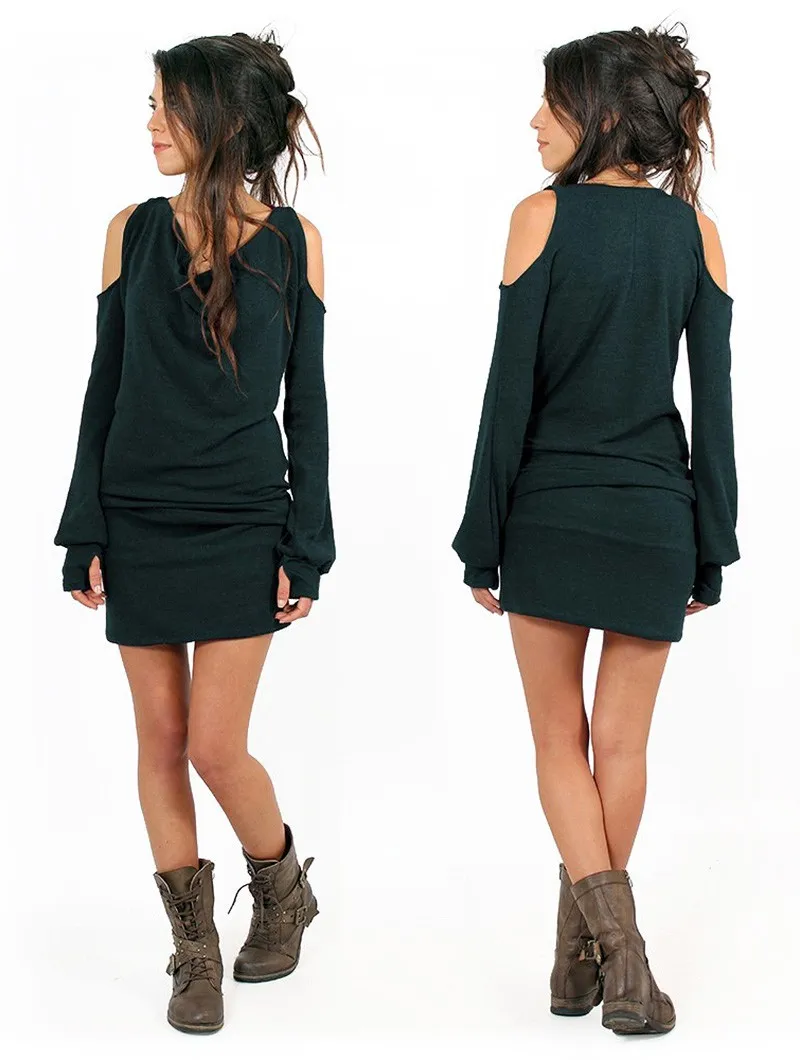 Vestido suéter hombro descubierto 
