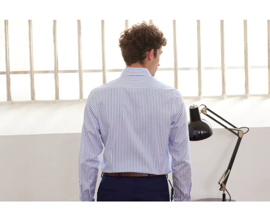 WHITE SHIRT WITH BLUE STRIPES  LÉONEL