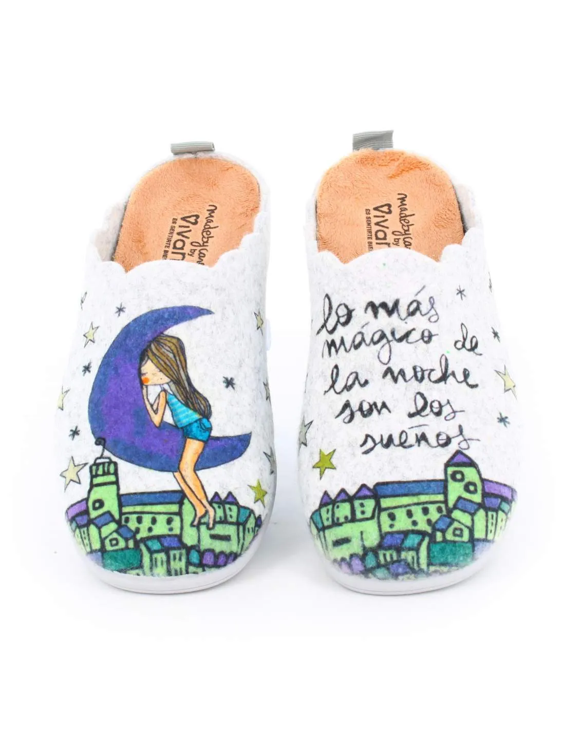 Zapatillas de Casa "Lo más mágico de la noche son los sueños" Fieltro Gris