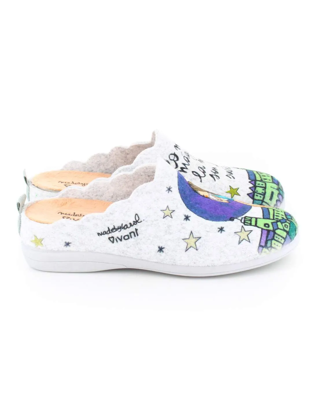 Zapatillas de Casa "Lo más mágico de la noche son los sueños" Fieltro Gris