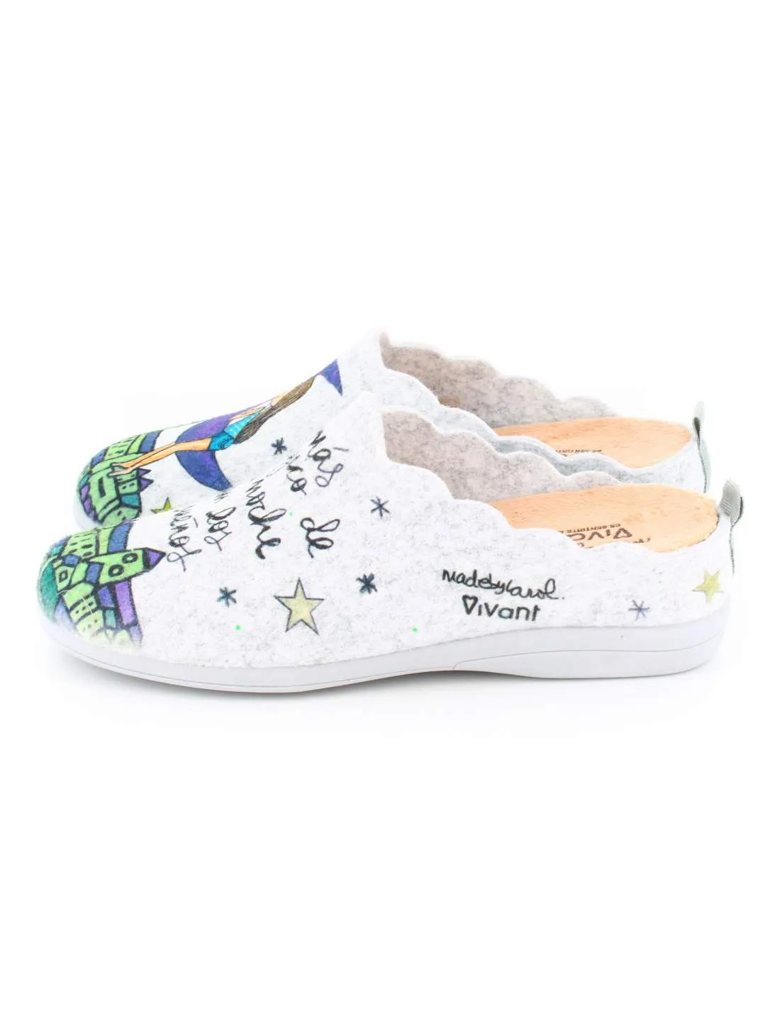 Zapatillas de Casa "Lo más mágico de la noche son los sueños" Fieltro Gris