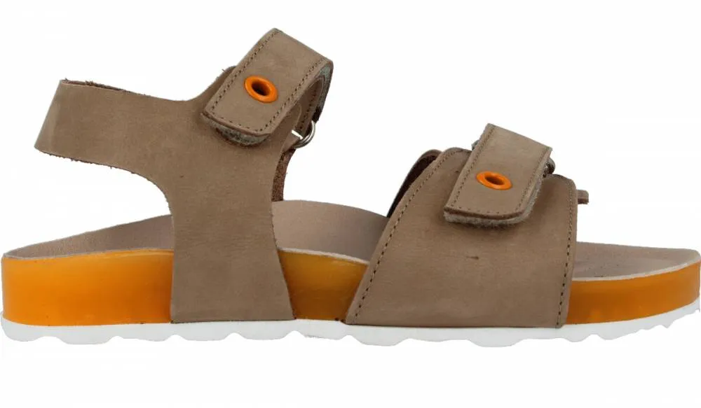 ZAPATTU  SANDALIA BIO PARA NIñOS DOBLE VELCRO EN TAUPE/NARANJA