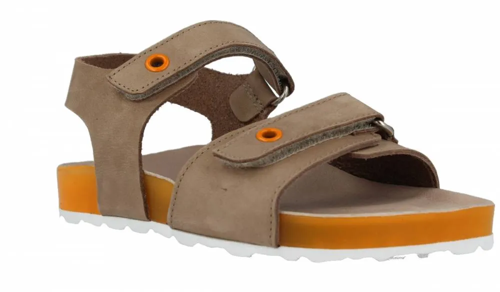 ZAPATTU  SANDALIA BIO PARA NIñOS DOBLE VELCRO EN TAUPE/NARANJA