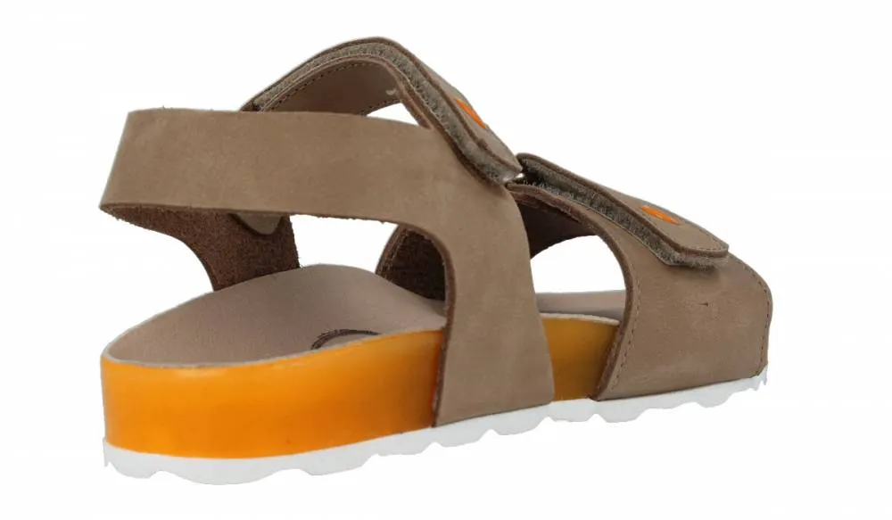 ZAPATTU  SANDALIA BIO PARA NIñOS DOBLE VELCRO EN TAUPE/NARANJA